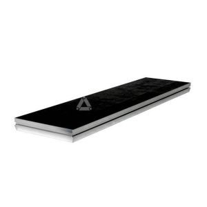 Angled view of Stagedex 2m × 0.5m Black Coated Deck