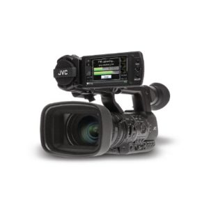Angled view of JVC GY-HM650U HD Camcorder