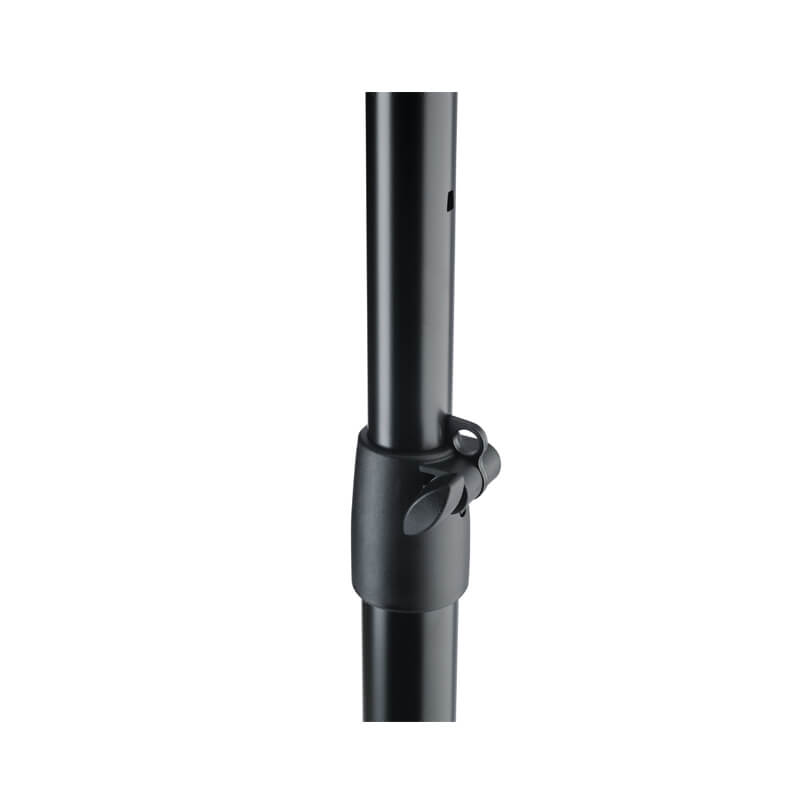 Close-up view of the K&M Speaker Stand 26750 height adjustment clamp