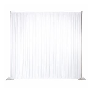 Premium event drape with gathered pleats hanging from a support frame